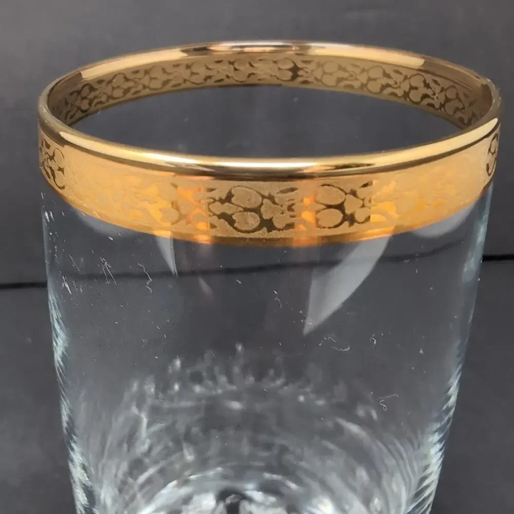 VTG Pasabahce‎ Set of 6 Gold Rim Glasses Highball Gold Rim